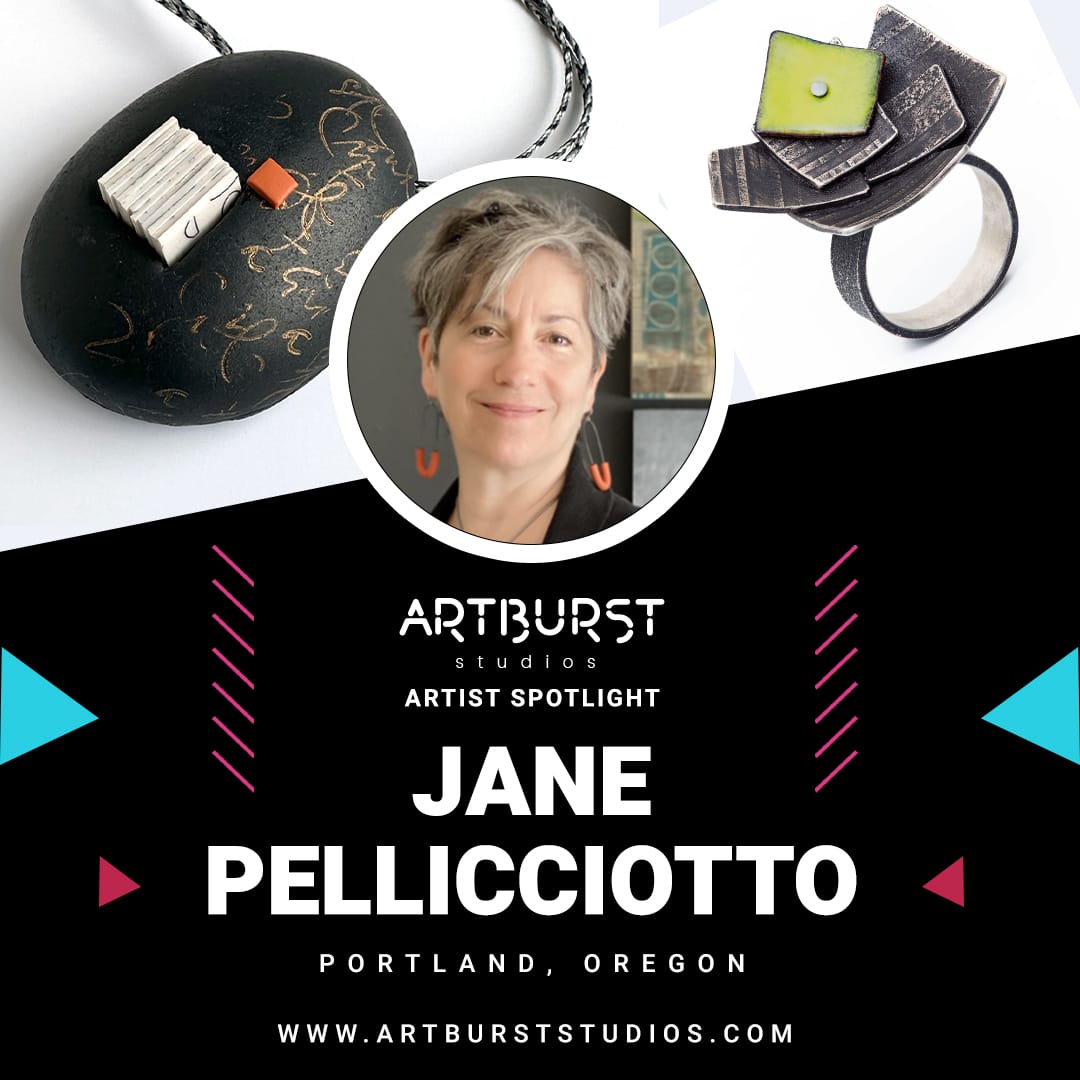 Meet artist mixed materials jewelry artist Jane Pellicciotto, a talented metalsmith, graphic designer, and creator of small wonders for wise, creative, and adventurous souls.
